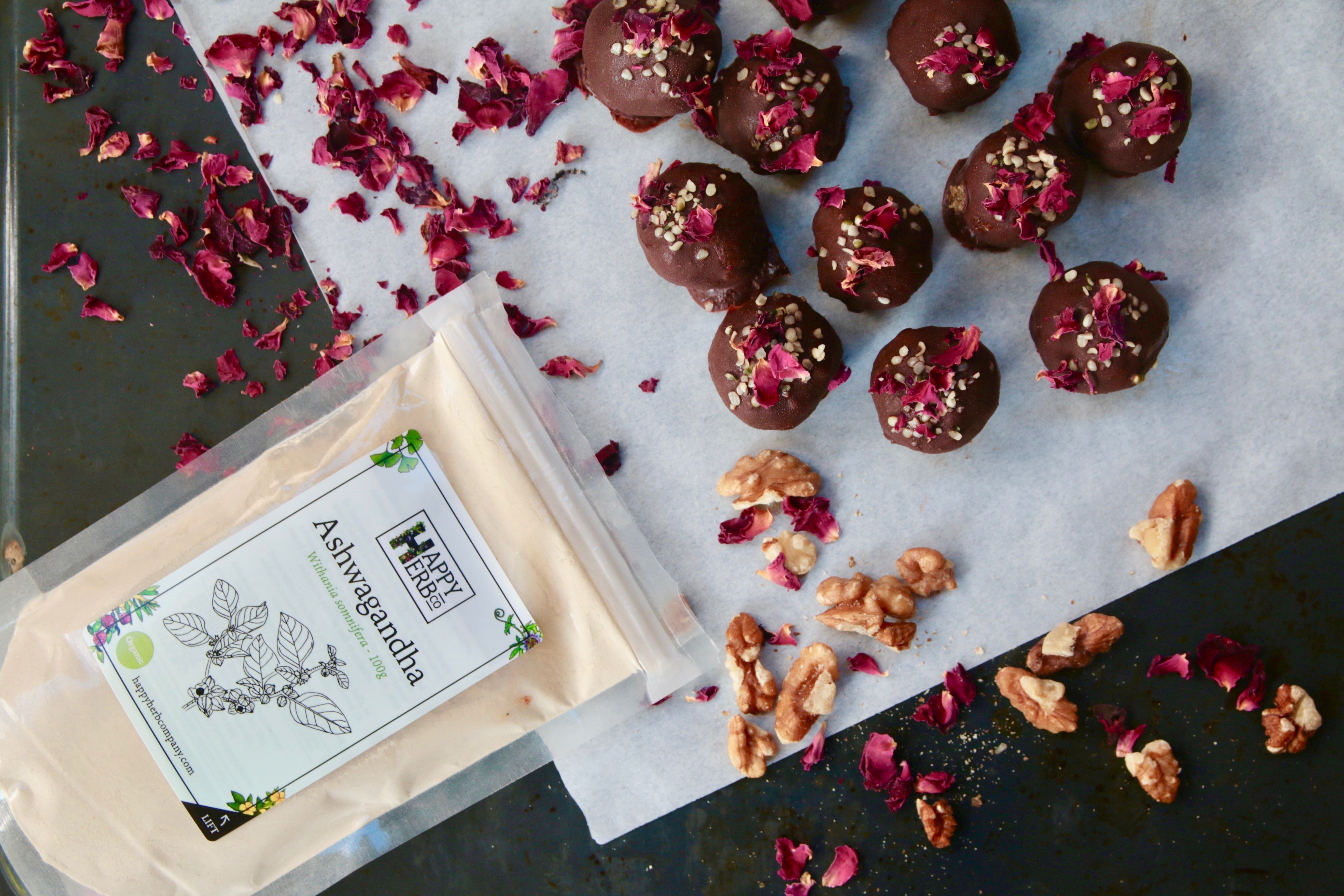 Herbal Harmony Truffles with Tulsi, Ashwagandha and Rose