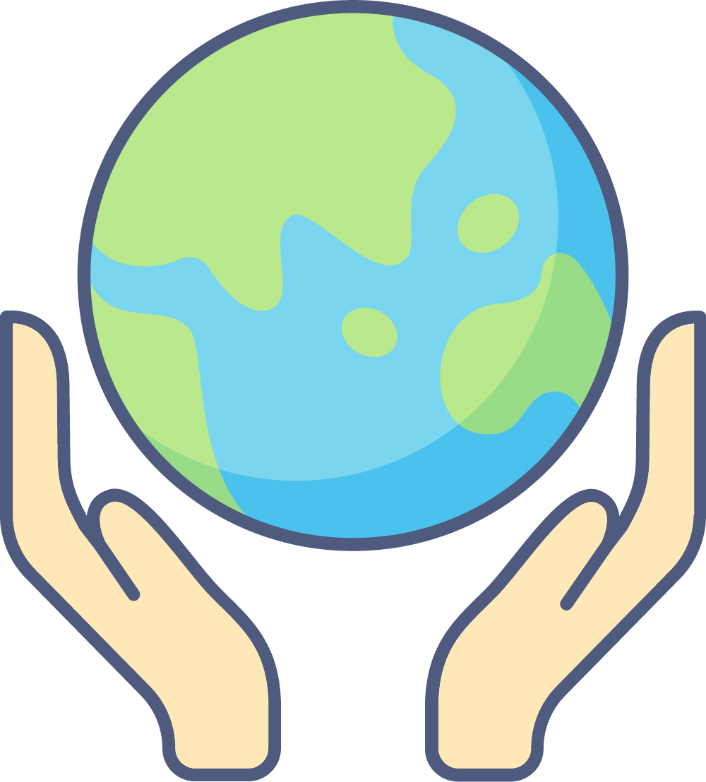 Illustration of a pair of hands holding the earth Australia centric